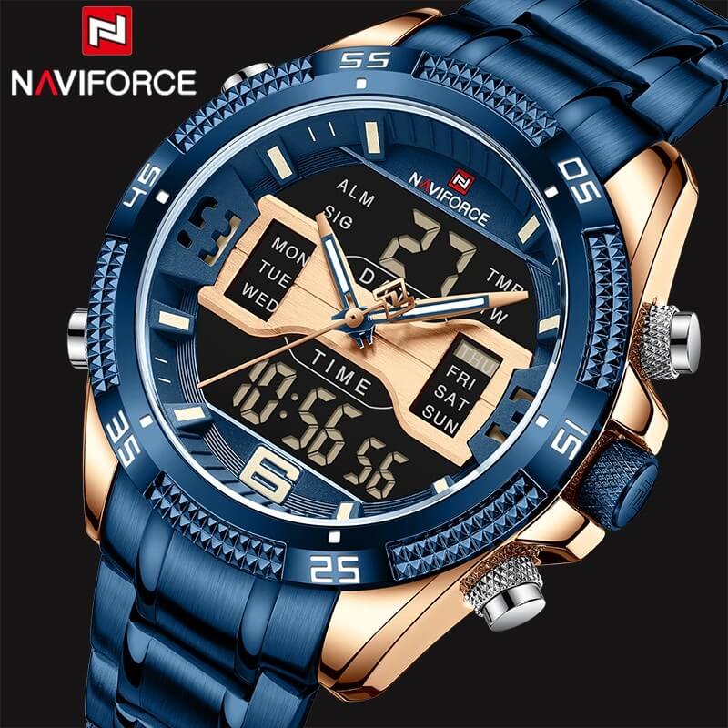 Buy NaviForce NF9201 RoseGold Blue Watch Online At Best Price In