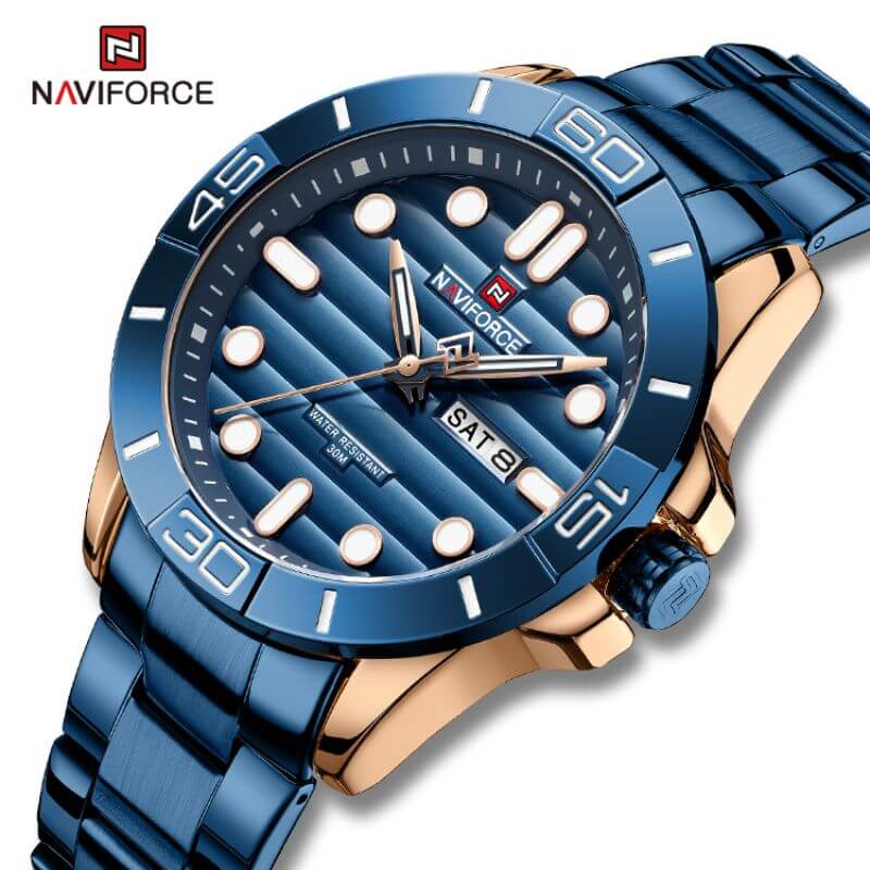 Buy NaviForce NF9198 RoseGold Blue Watch Online At Best Price In