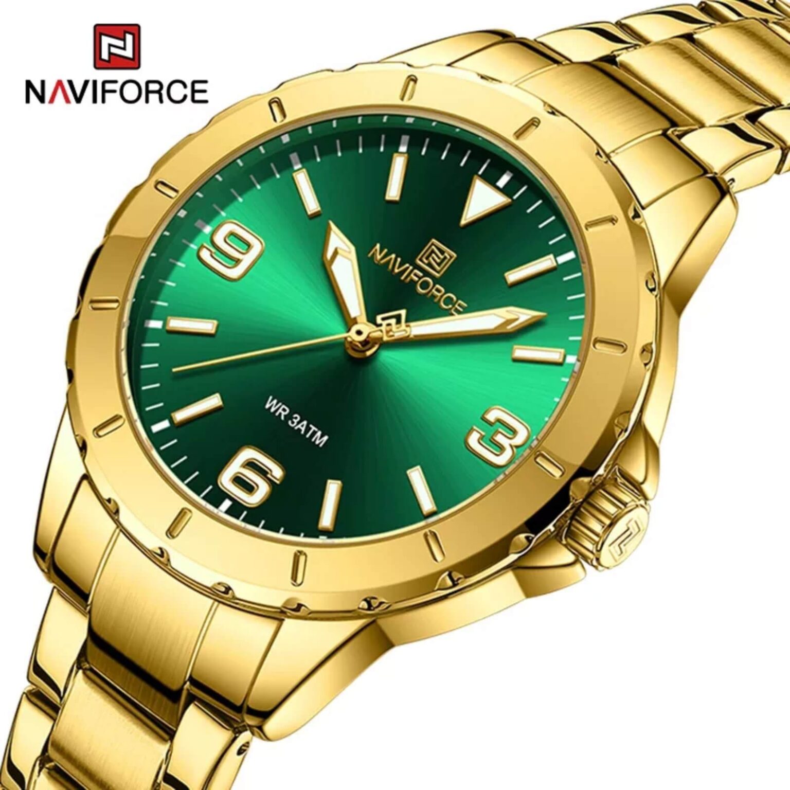 Buy Naviforce Nf Green Golden Watch Online At Best Price In Nepal Naviforce Nepal