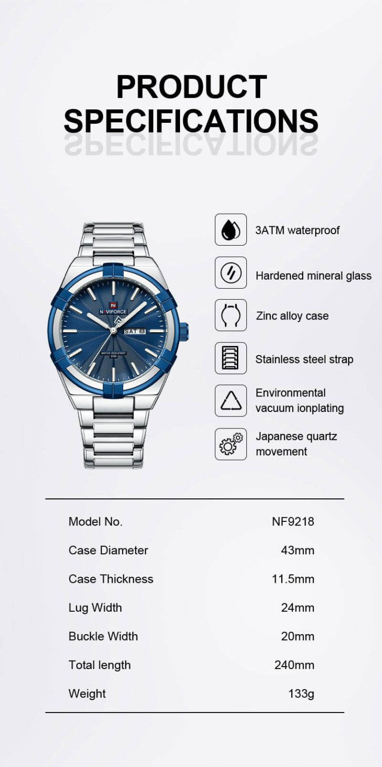 Buy NaviForce NF9218 - Blue/Silver Watch Online at Best Price in Nepal ...